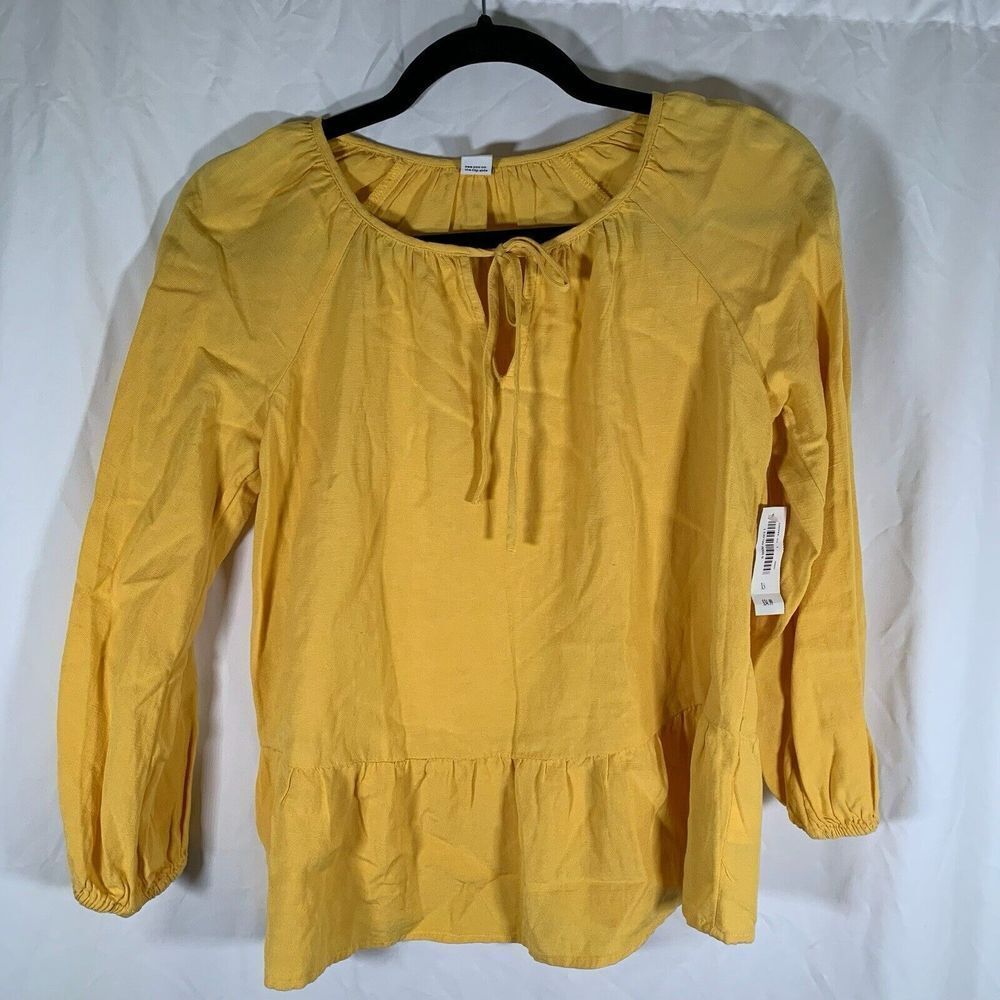 Old Navy Blouse Women’s XS Yellow 3/4 Sleeve Round Neck NWT $35